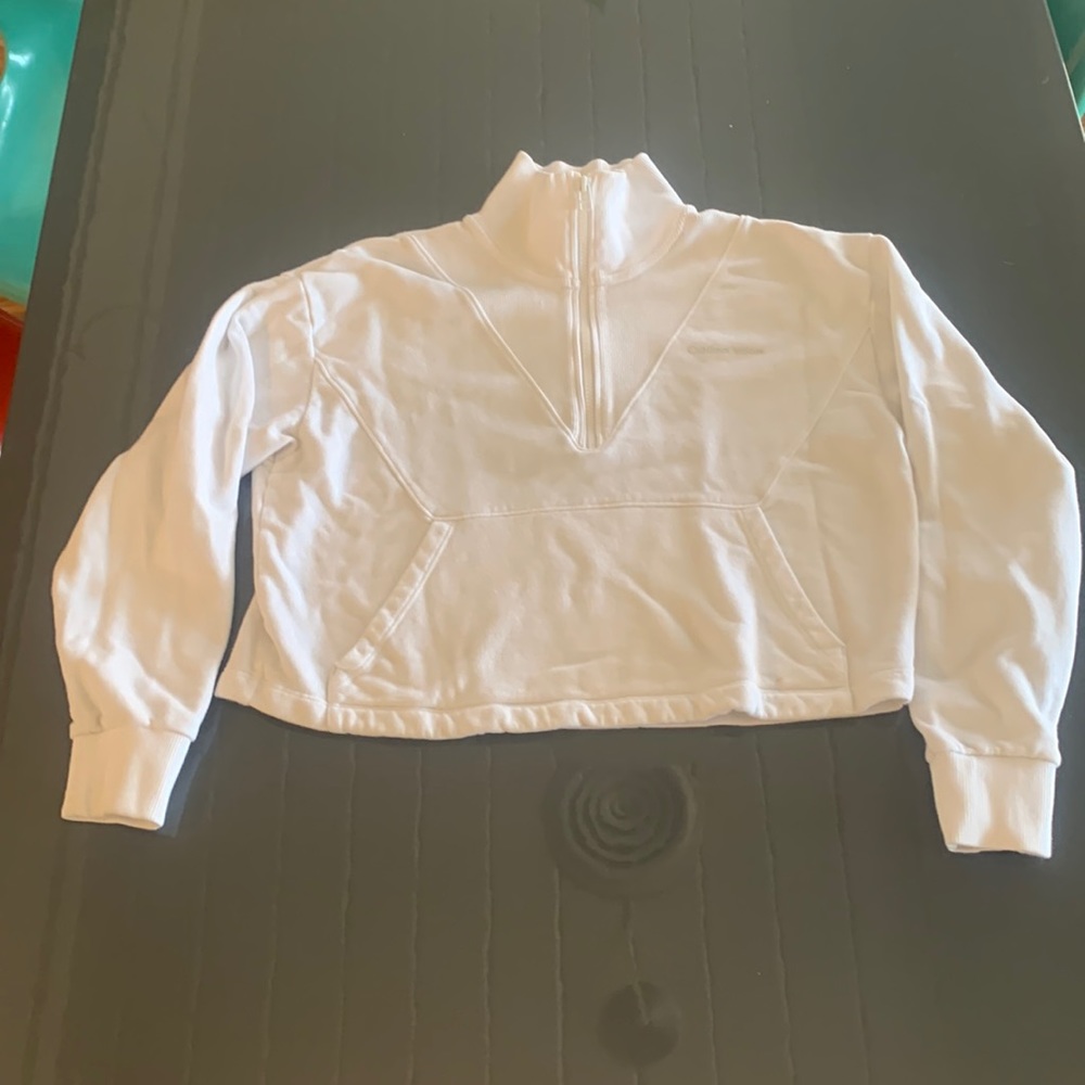 Outdoor Voices White Quarter-Zip Sweatshirt